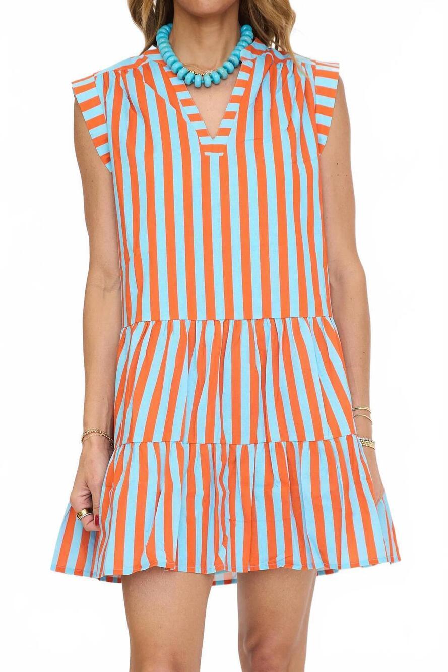 NEW SUGARLIPS roselia tiered mini dress in blue/orange